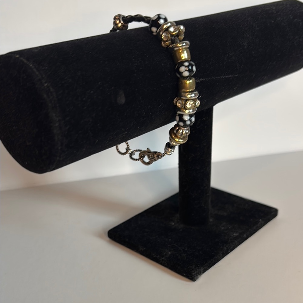 Gold and Black Beaded Bracelet